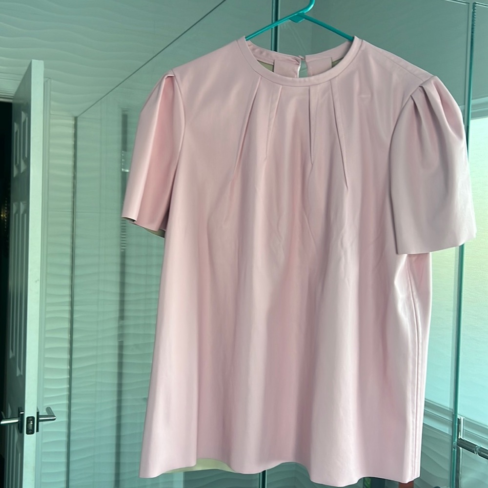 Trina turk faux leather pleated top